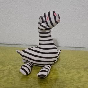 Old Navy Pink Brown Stripe Giraffe Plush Rattle Lovey Baby Closed Eyes 2009